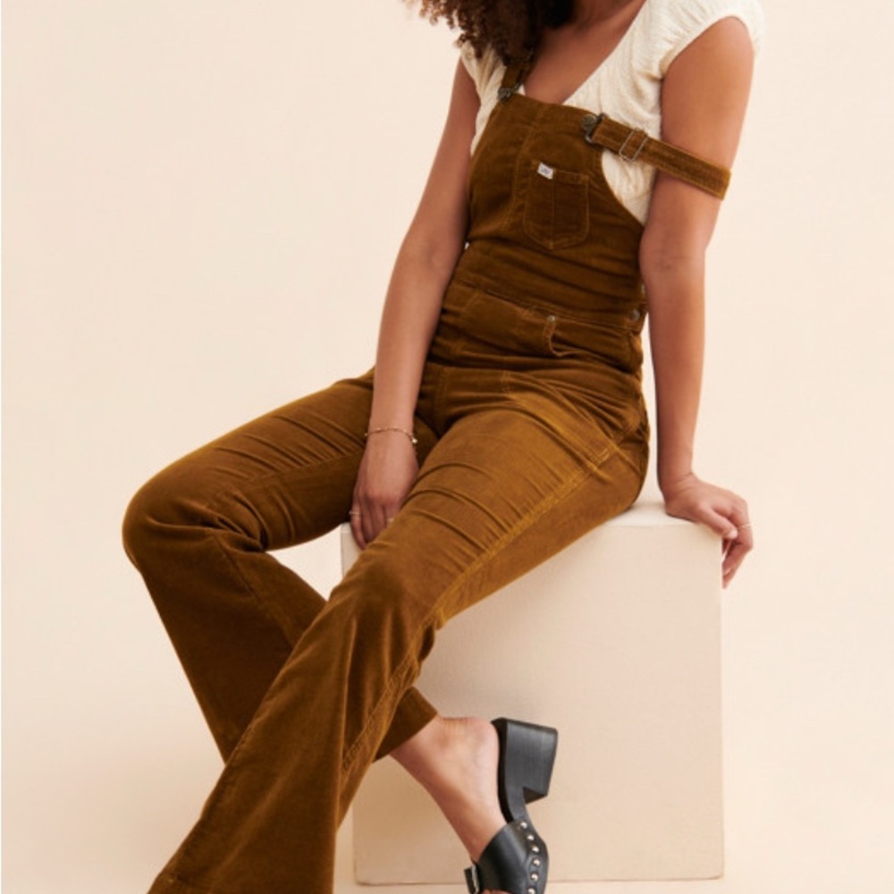 NWT Free People Lee Brown Corduroy Flare Overalls - size S